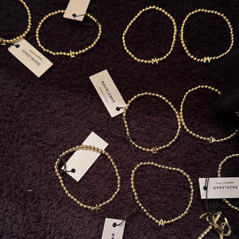 BaubleBar Gold Initial Beaded Bracelet Pisa